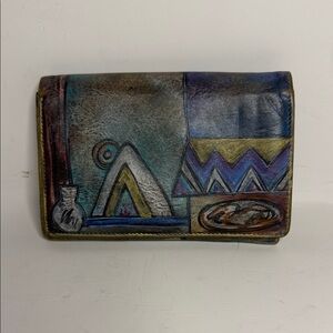 Jane Yoo leather wallet Artistic with Abstract Design wearable art